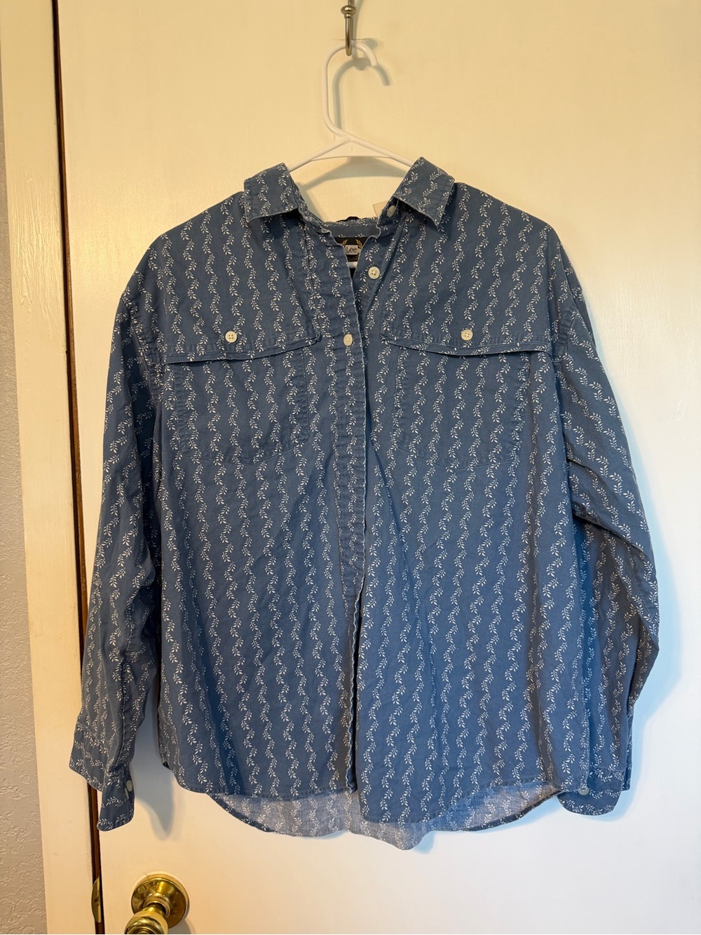 Lee Men's Blue Printed Button-Down Shirt